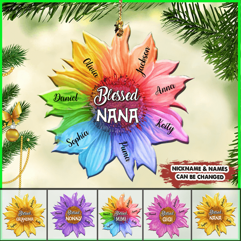 Personalized Blessed Grandma Flower Ornament