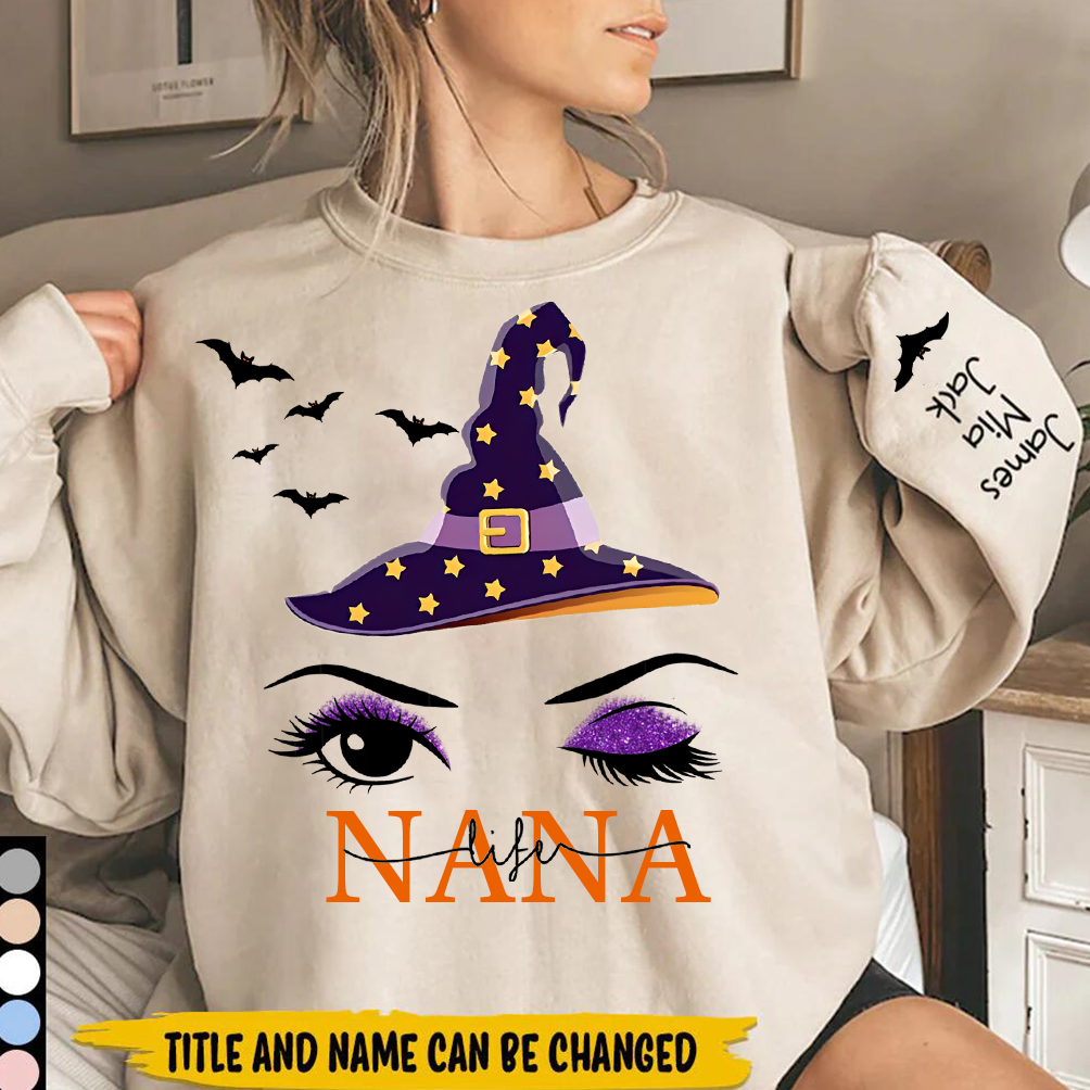 Grandma Life Witch Hat With Grandkids Personalized Sweatshirt