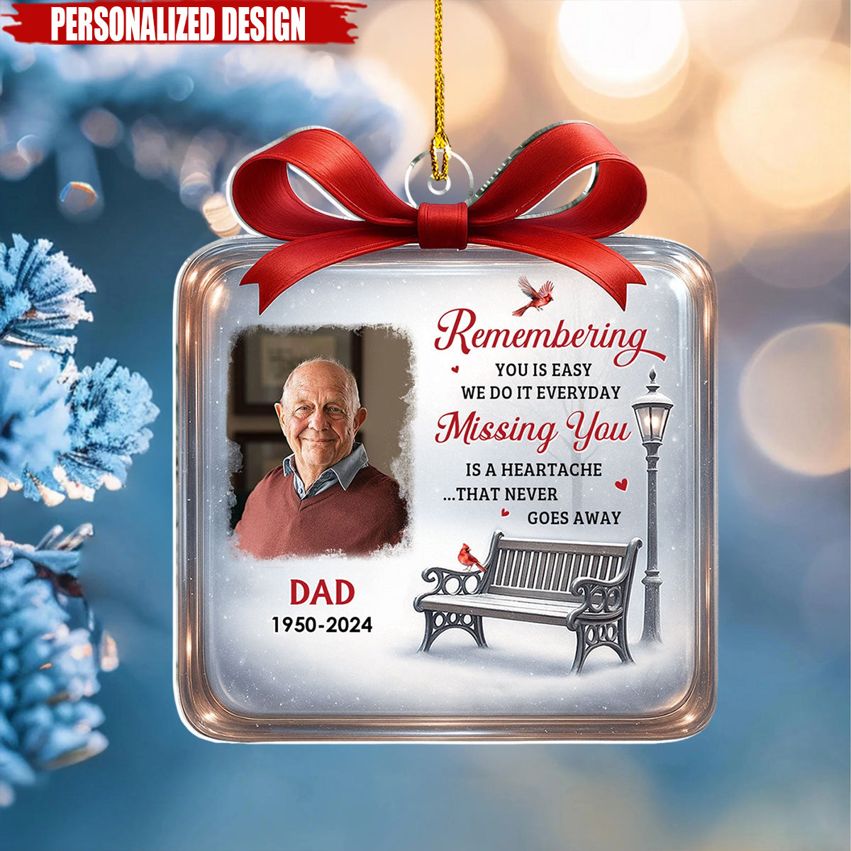 Cardinals Winter Memorial - Personalized Custom Acrylic Ornament