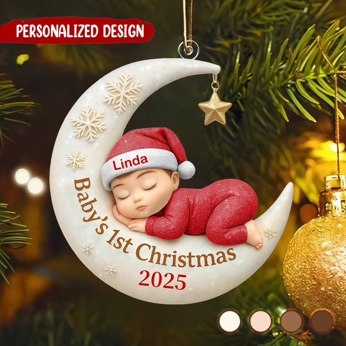 Personalized Baby's First Christmas Ornament, Newborn Baby Sleeping Gift