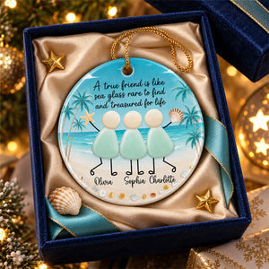 True Friends Are Like Sea Glass Friendship - Personalized Circle Ceramic Ornament