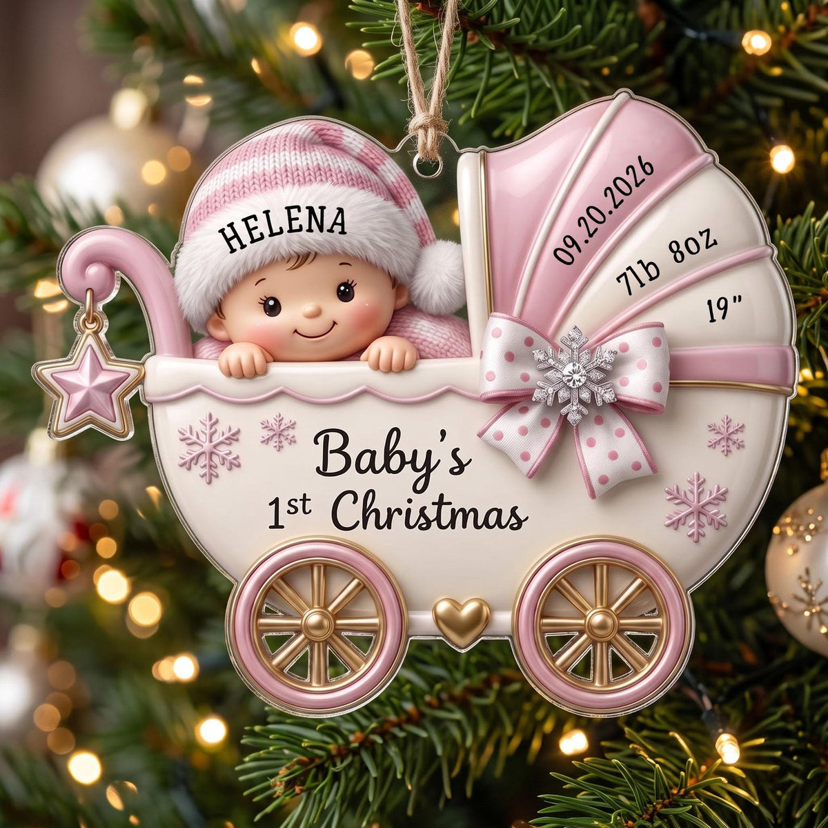Personalized Baby’s First Christmas Baby Boy Girl Ornament