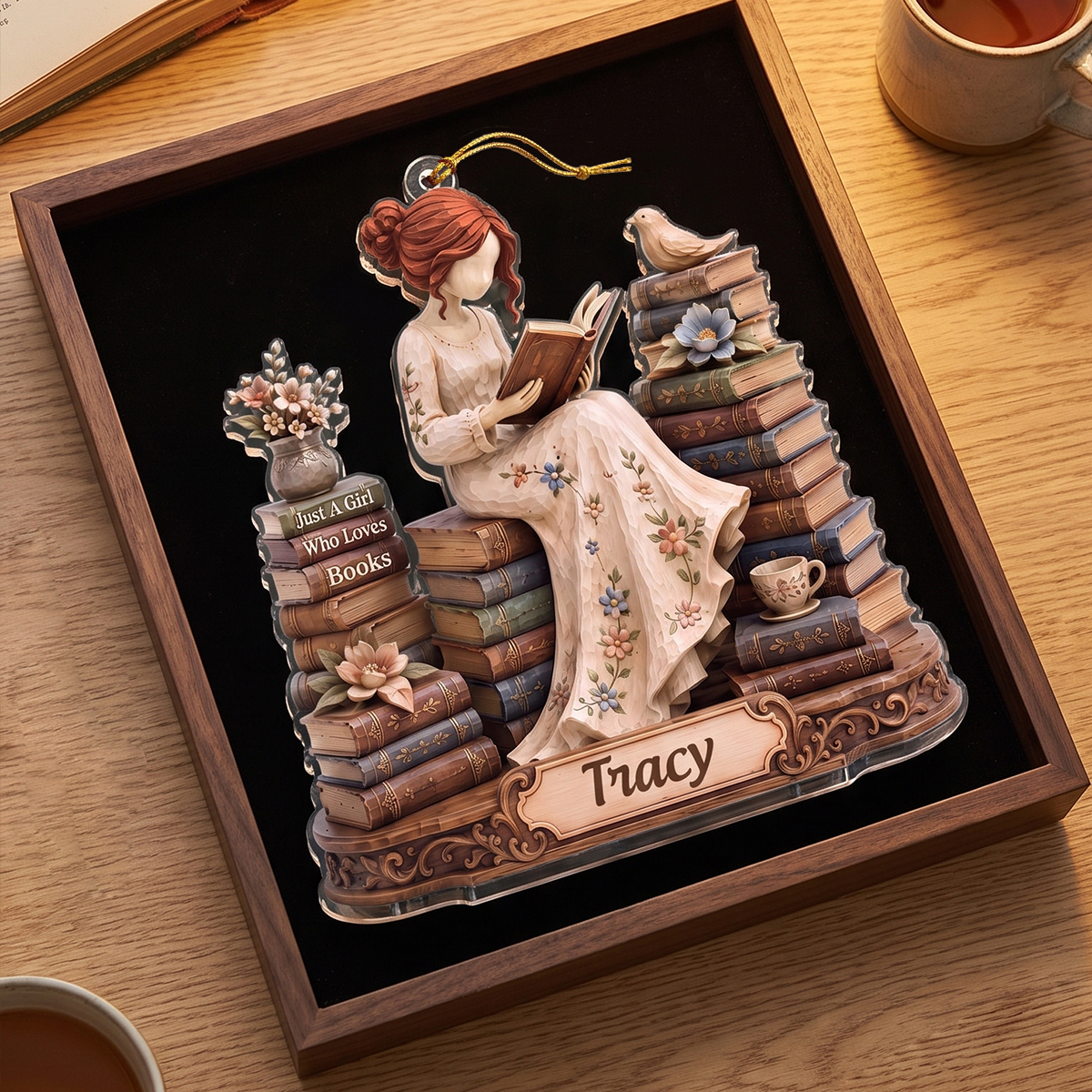 Personalized Just A Girl Who Loves Books Ornament