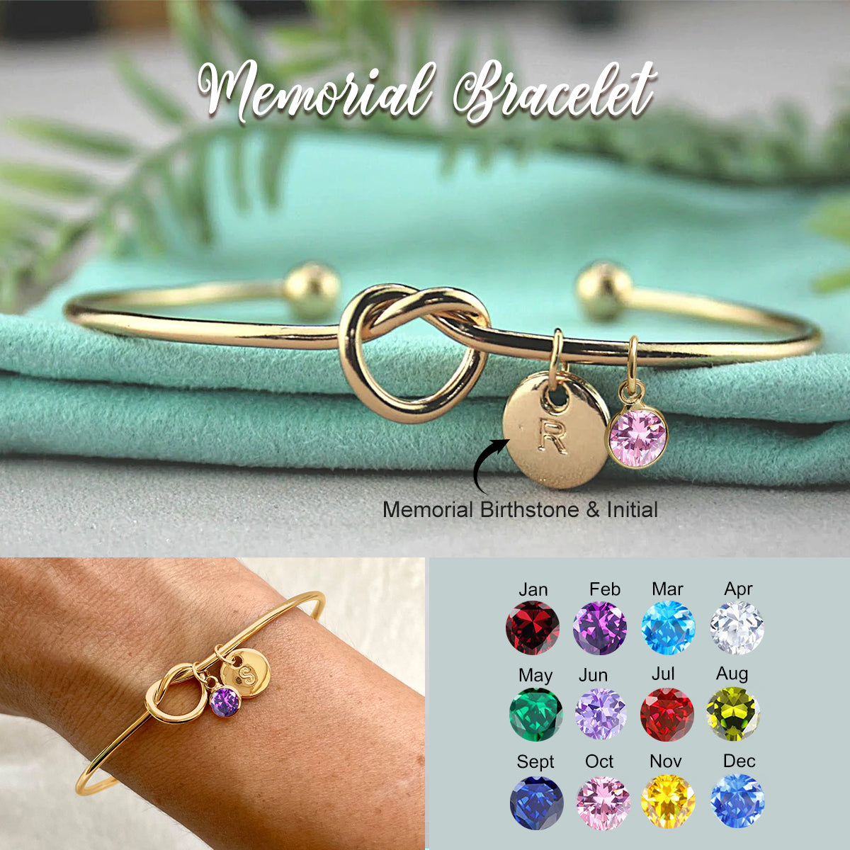 Personalized Fashion Customized Memorial Birthstone Initial Bracelet