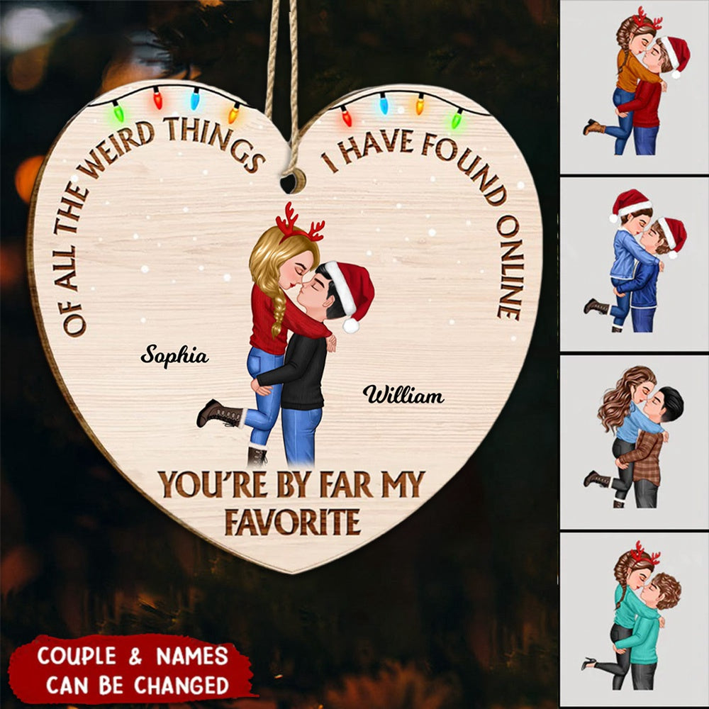 Personalized Christmas Doll Couple Hugging, You're By Far My Favorite Ornament