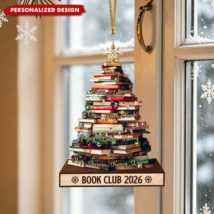 Christmas Tree Book Club Custom Names - Personalized Acrylic Ornament