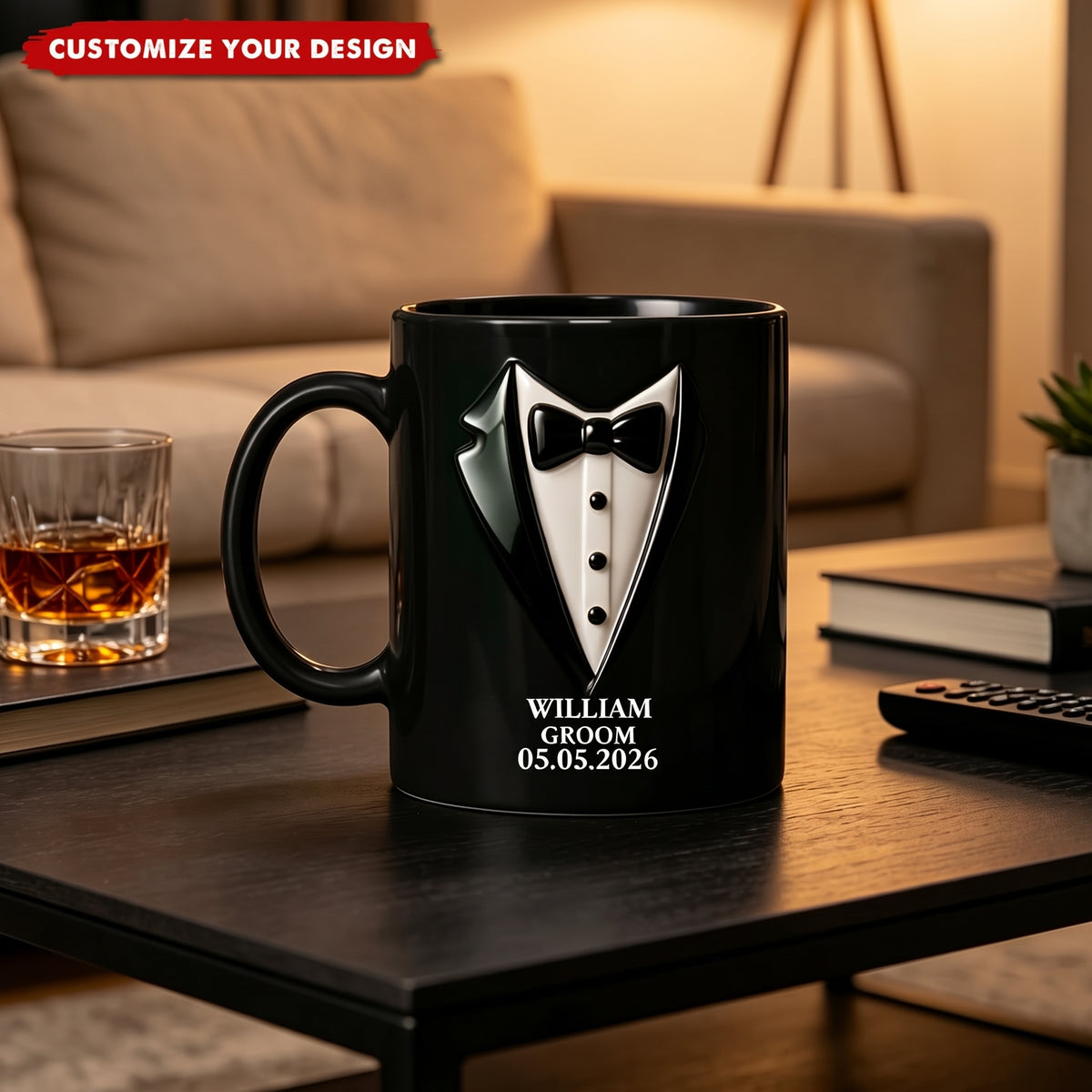 Personalized Wedding Dress and Tuxedo Mug - Custom Anniversary Couple Gift