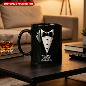 Personalized Wedding Dress and Tuxedo Mug - Custom Anniversary Couple Gift