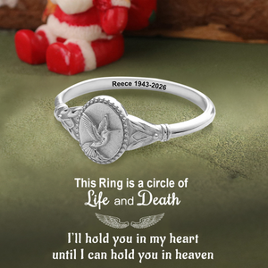 Forever In My Heart - Personalized Hummingbird Memorial Engraved Ring