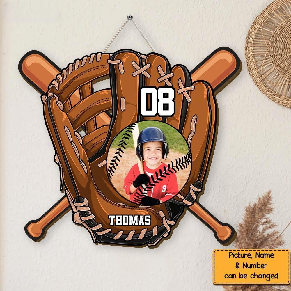 Gift For Grandson For Baseball Boy Upload Photo Wood Sign