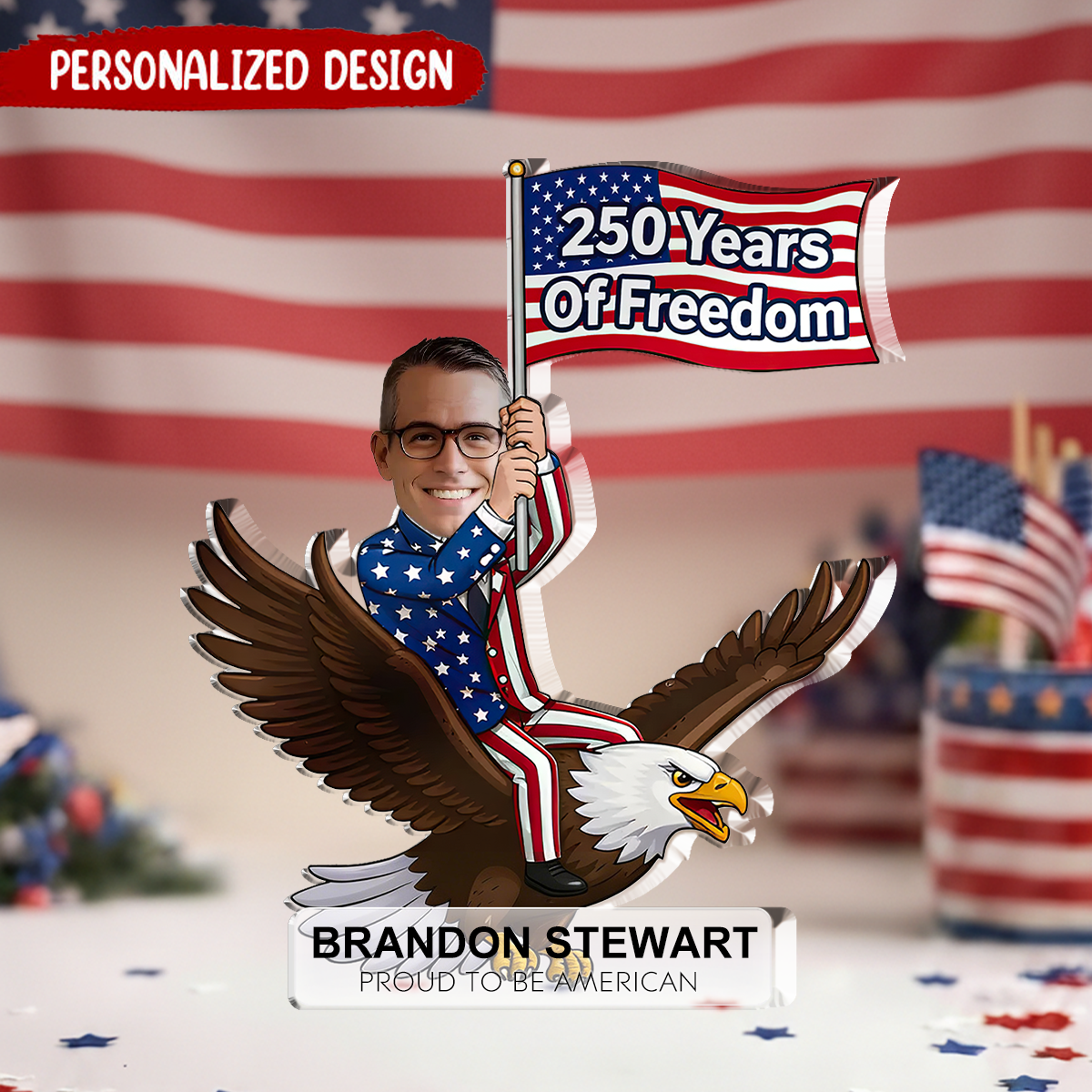 Personalized USA 250th Anniversary Acrylic Plaque With Photo