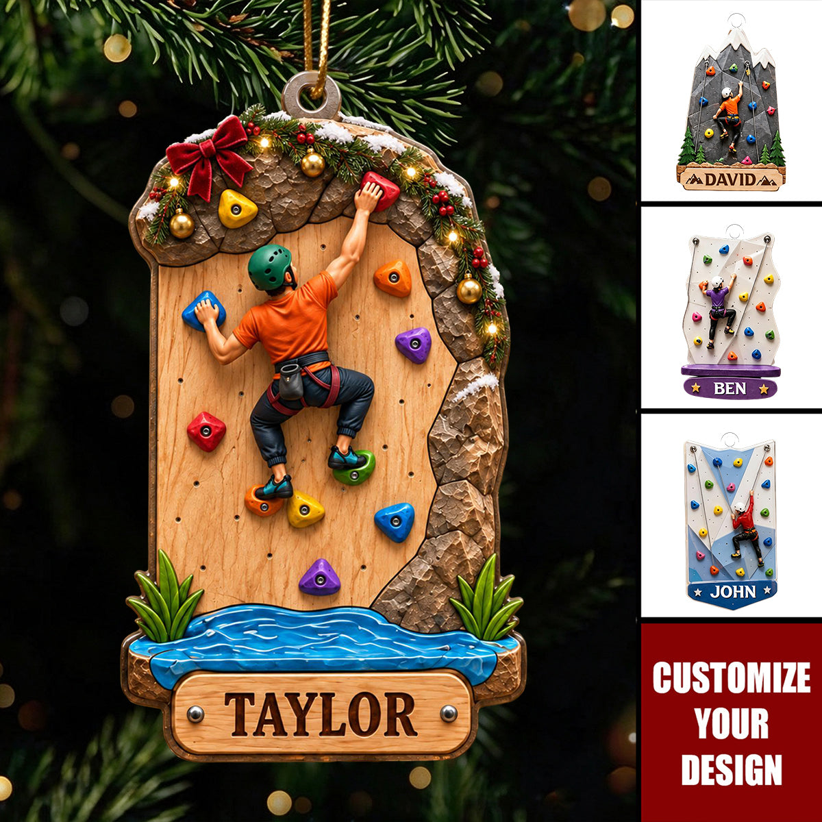 Personalized Rock Climbing Ornament, Extreme Sports Gift For Climbers