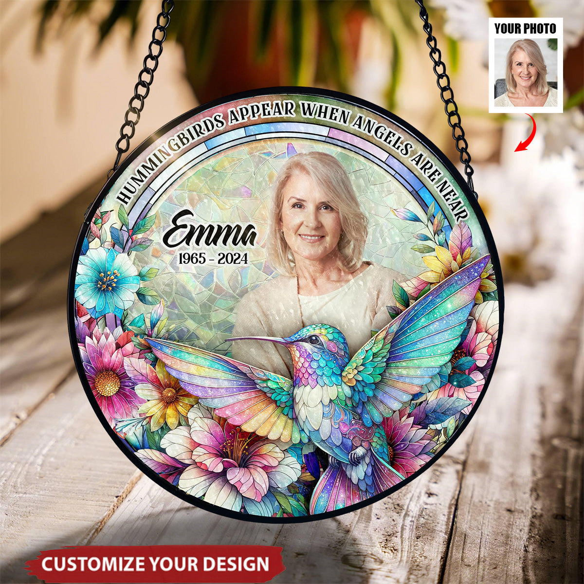 Hummingbirds Appear When Angels Are Near - Personalized Window Ornament