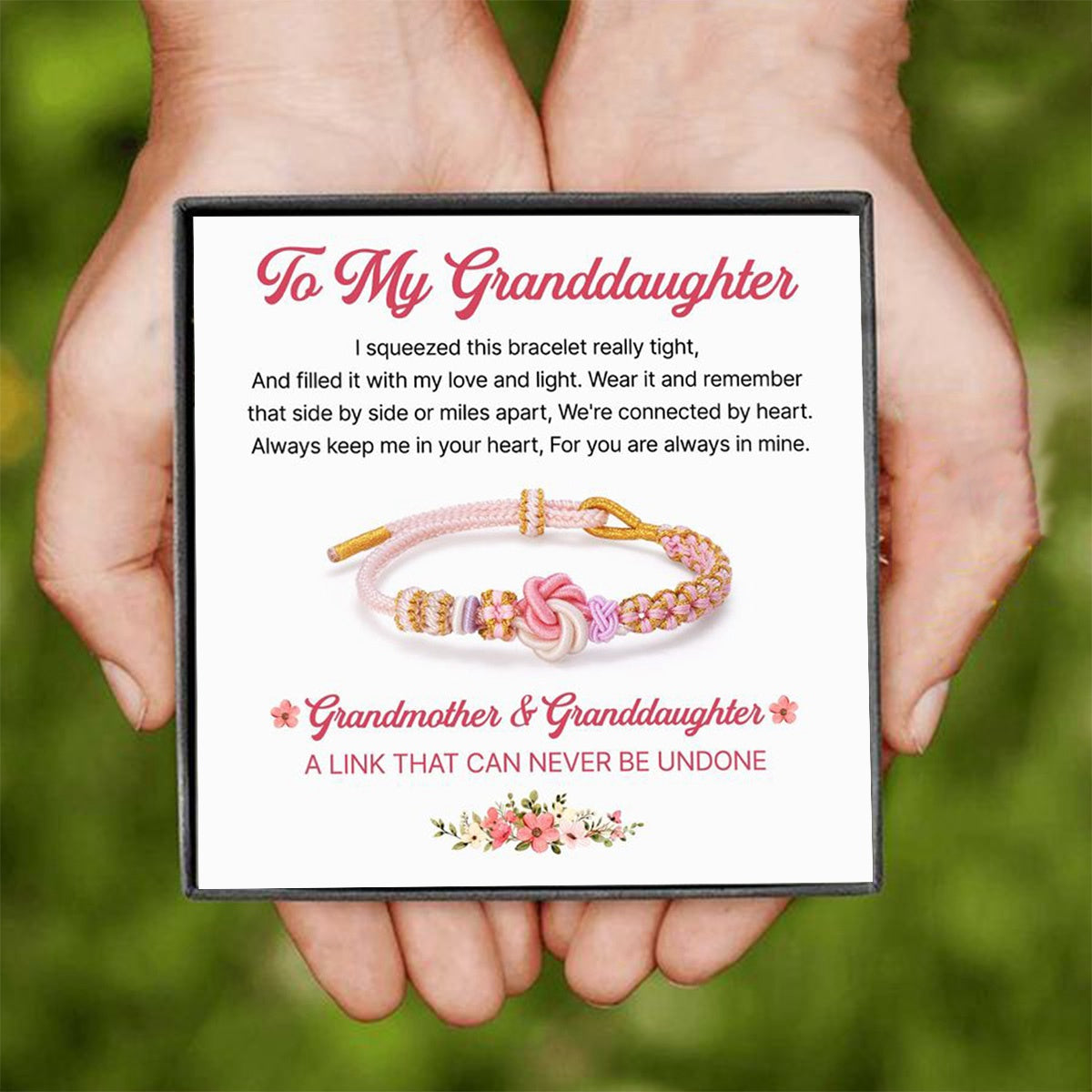 Grandmother & Granddaughter “A Link That Can Never Be Undone” Peach Blossom Knot Bracelet