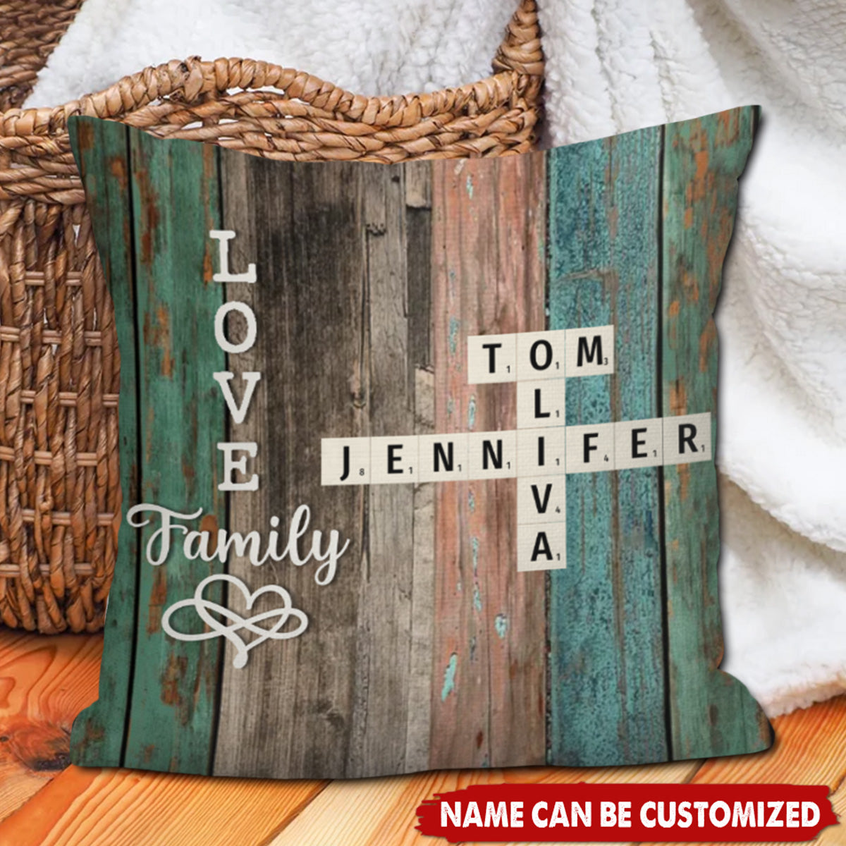 Personalized Family Crossword Puzzle Pillow