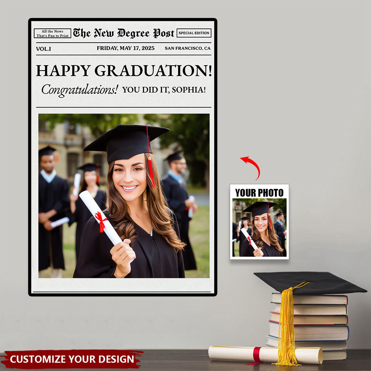 Graduation Gifts The New Degree Post Personalized Horizontal Poster
