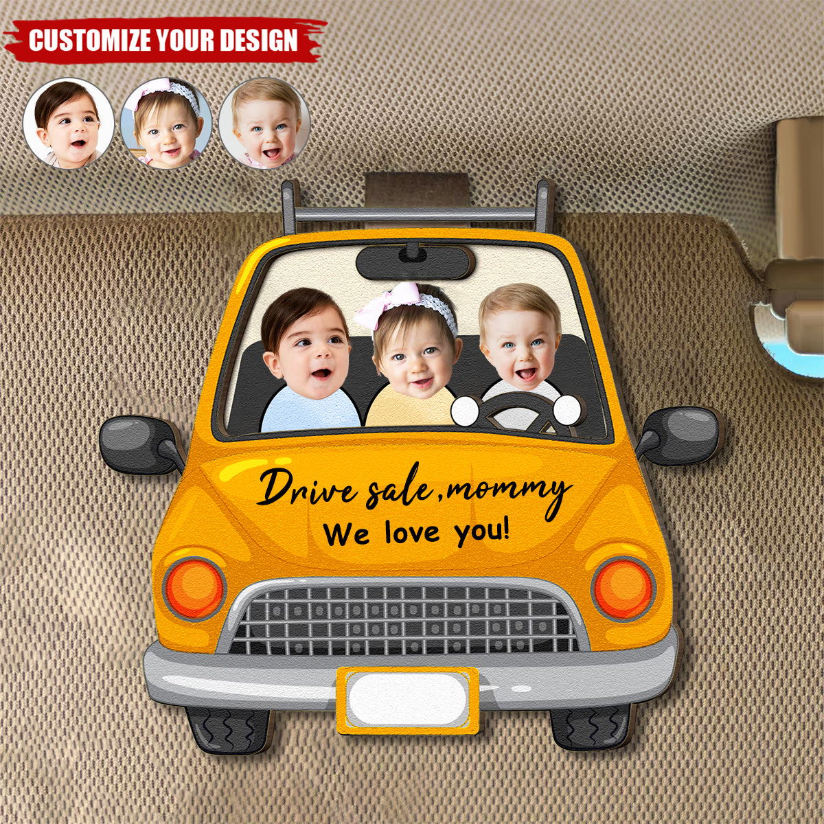Customized Drive Safe Mommy Wooden Car Hanger for Mom, Mother's Day Gift