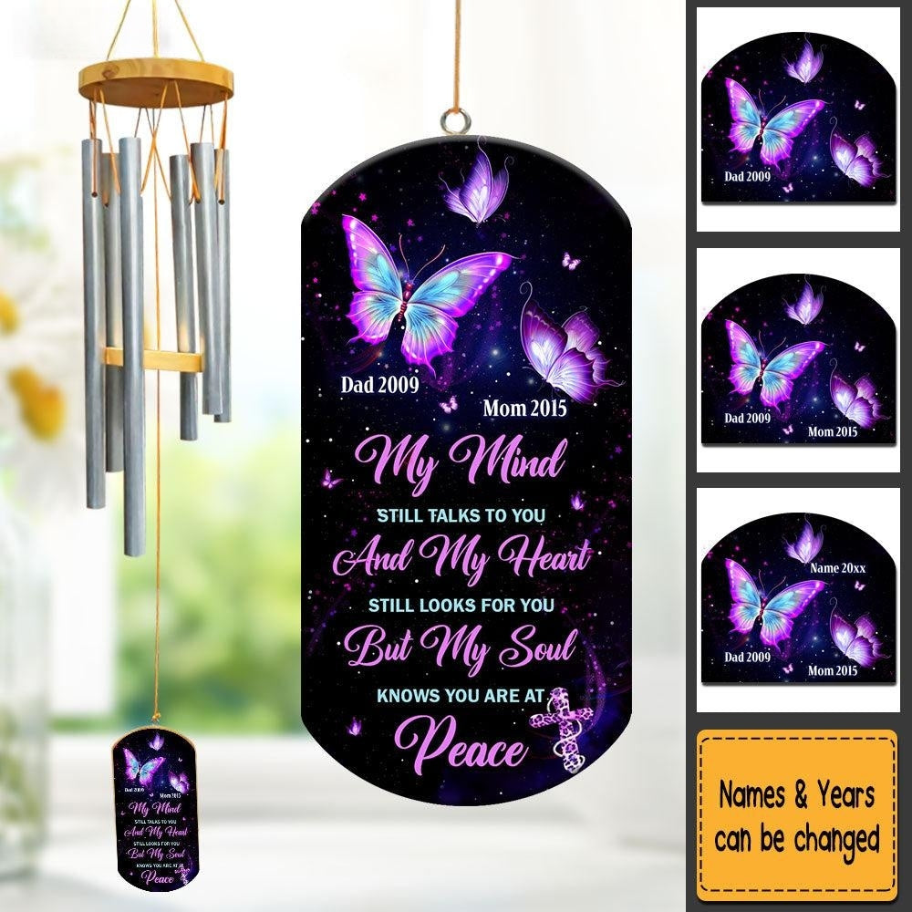 Memorial Gift Butterfly My Mind My Heart My Soul Wind Chimes