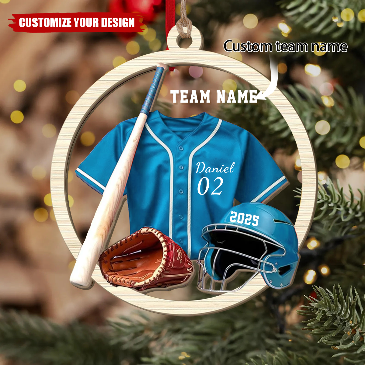 Personalized Baseball Players Ornament, Custom Baseball Team Ornament
