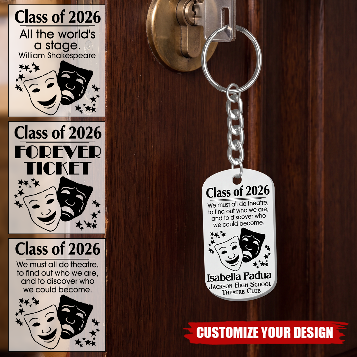 Personalized Theater Club Keychain, 2026 Senior Night Drama Club Gift