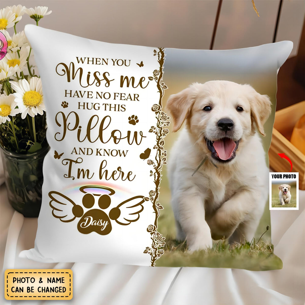 Personalized Custom Pet Photo Pillowcase, Gift For Pet Loss