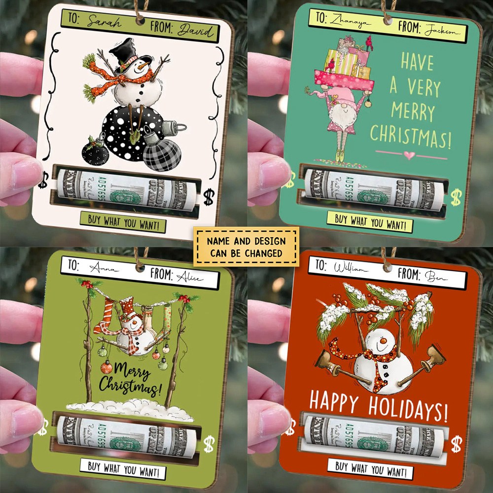 Merry Christmas Money Card - Personalized Money Holder Ornament
