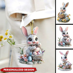 Personalized Easter Cute Garland Bunny Acrylic Ornament