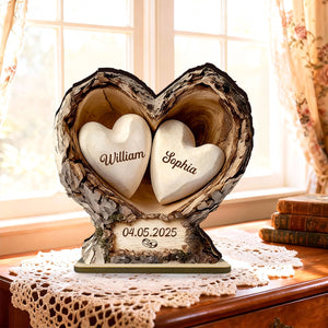 Personalized Couple Gift, Wooden Heart-Shaped Double-layer Plaque