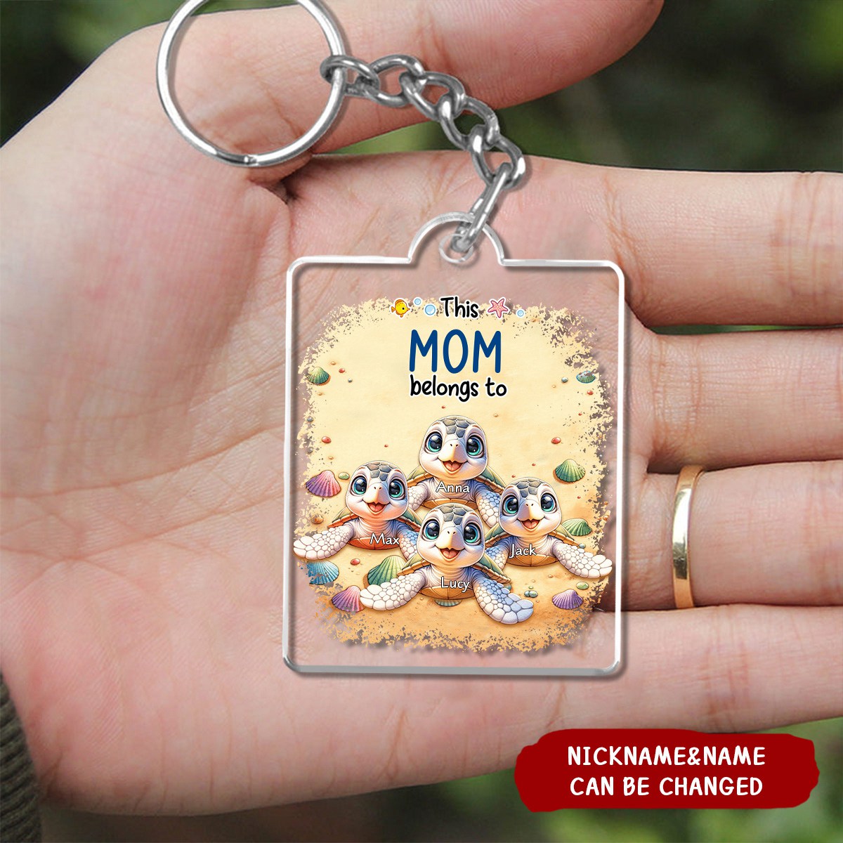 This Grandma Belongs To Cute Turtles Personalized Keychain