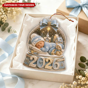 Personalized Baby's First Christmas Snow Globe Ornament, Custom Newborn Gift