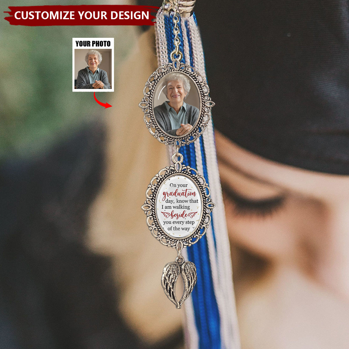 Graduation Walking Beside You Every Step - Custom Graduation Tassel Photo Charm