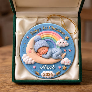 Baby's First Christmas Acrylic Ornament, Personalized Sleeping Baby Keepsake, Creative Gift for Mom and Dad
