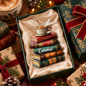 Personalized Bookshelf hristmas Ornament, Custom Librarian Gift For Book Lover