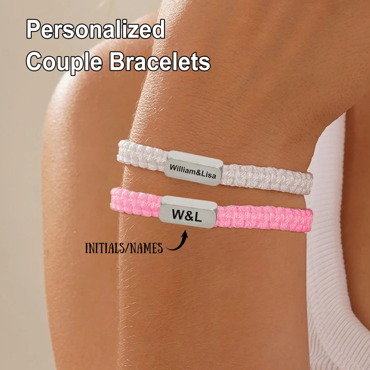 Personalized Custom Name&Initial Engraving Bracelet - Gift For Couples
