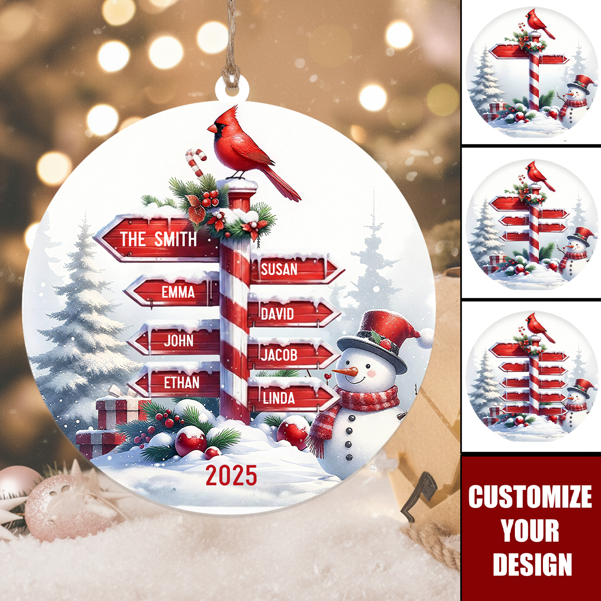 Personalized Family Name Christmas Acrylic Ornament