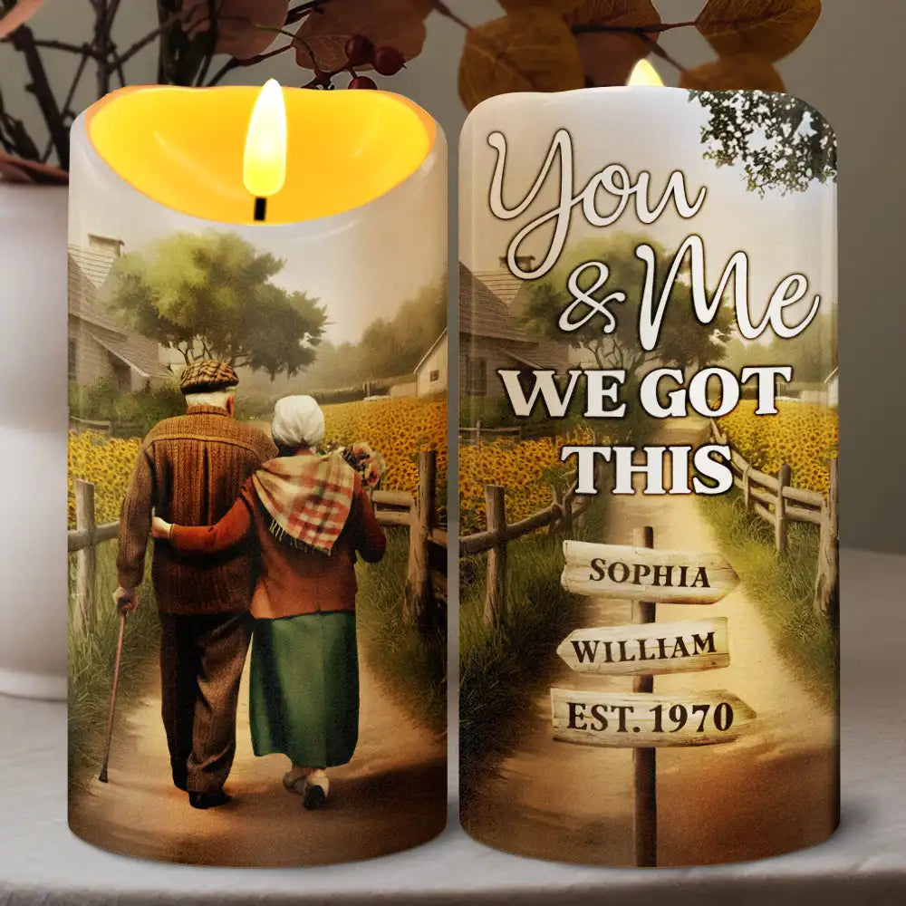 Painting Old Couple You And Me We Got This - Personalized Flameless LED Candle