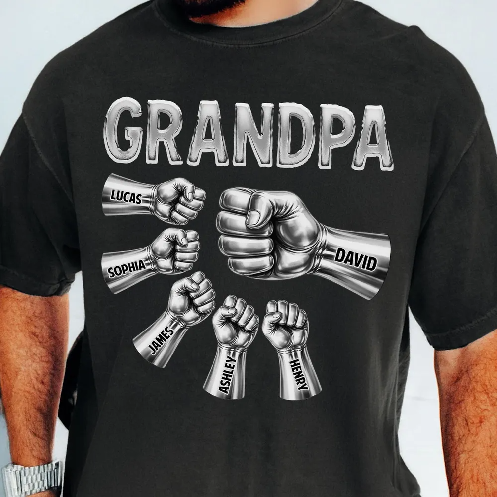 Grandpa Dad Strong Fist Bump - Personalized Shirt