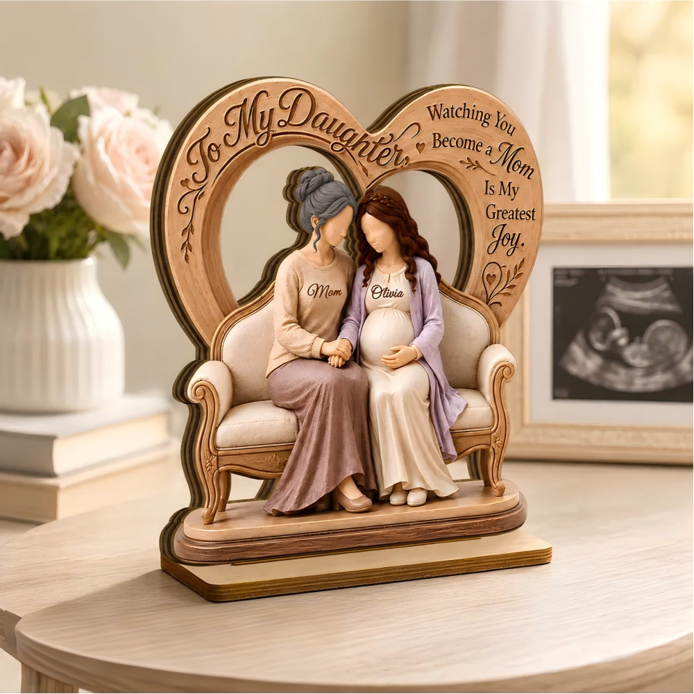 Personalized Mother Daughter Pregnancy Wooden Plaque,New Mom Gift