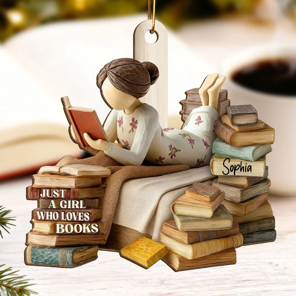 Just A Girl Who Loves Books 3D Effect - Personalized Acrylic Ornament