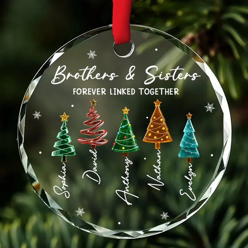 Season Love Siblings - Personalized Glass Ornament