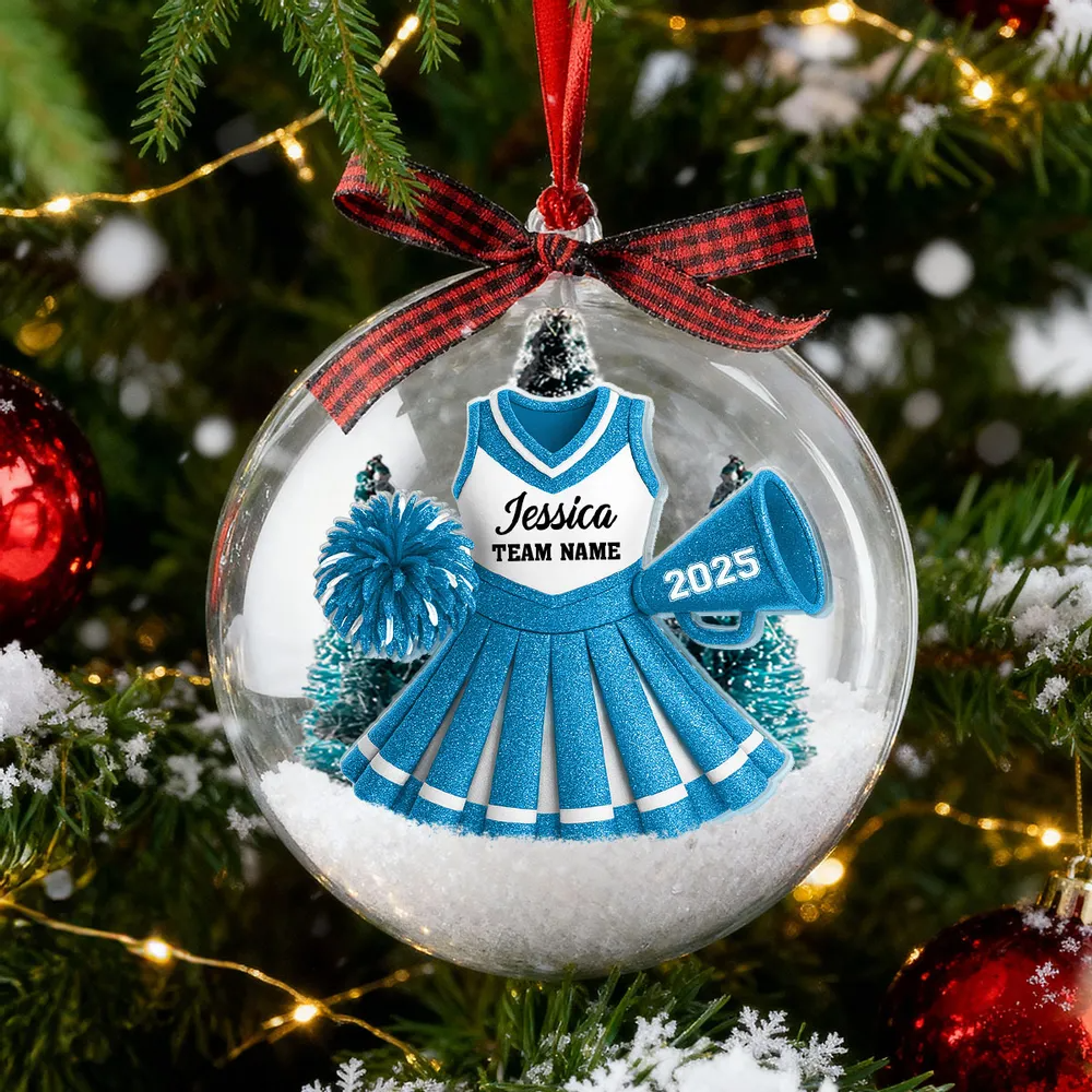 Cheerleader Symbol Things 3D Effect - Personalized Snow Globe Ornament