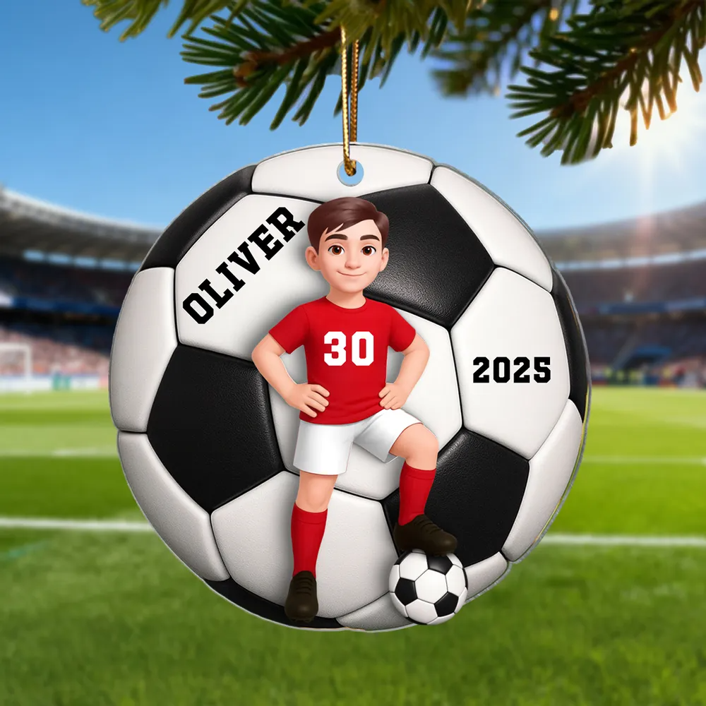 Soccer Girl Boy 3D Effect - Personalized Acrylic Ornament