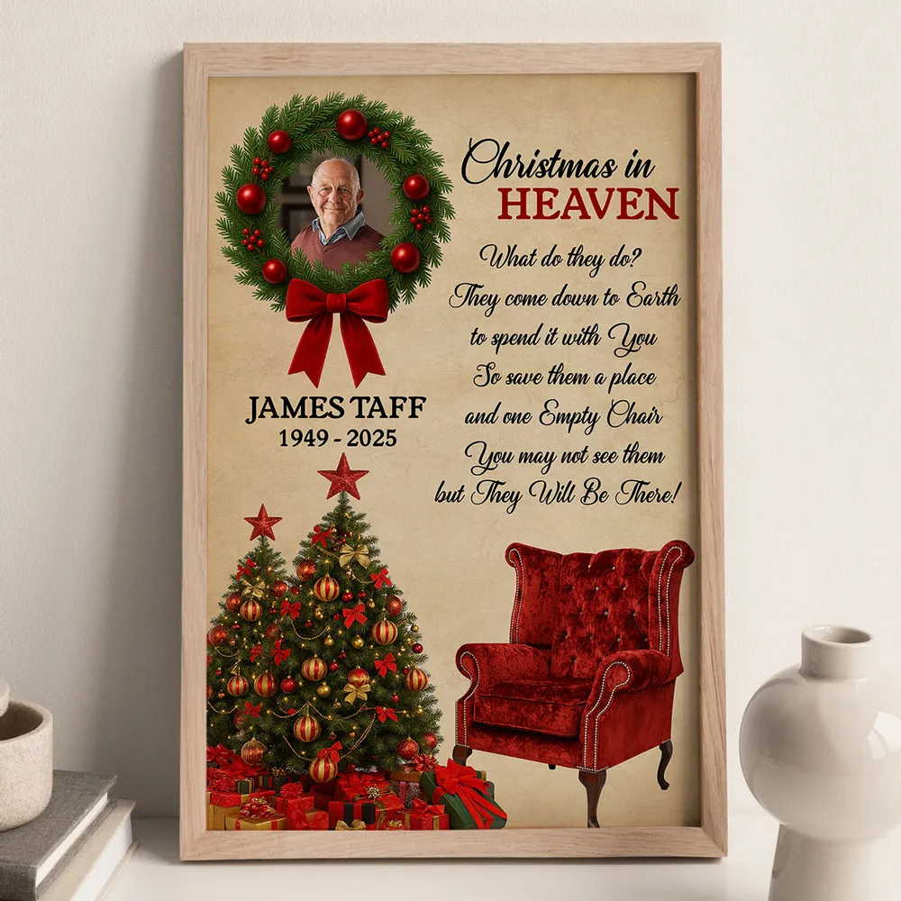 Christmas In Heaven Upload Photo Family Memorial - Personalized Poster