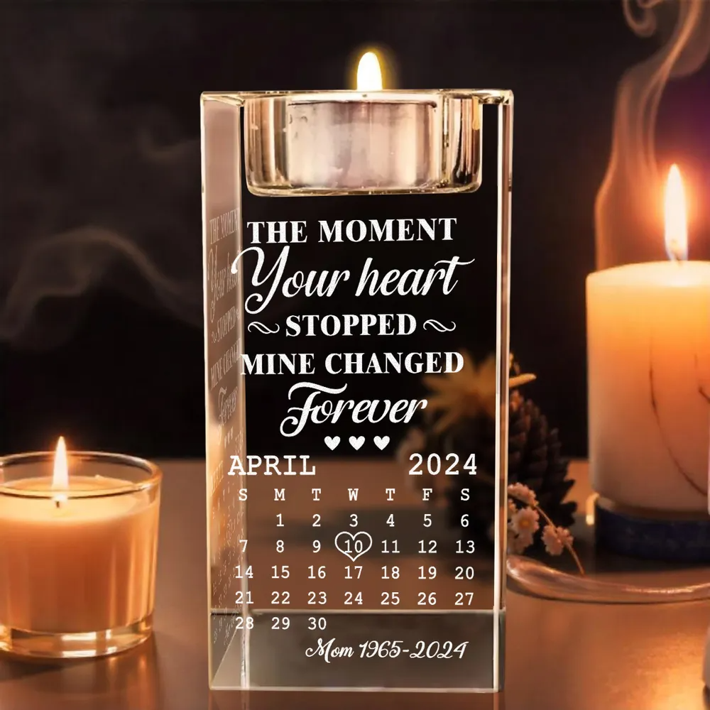 The Moment - Personalized Custom Engraved Crystal Candle Holder