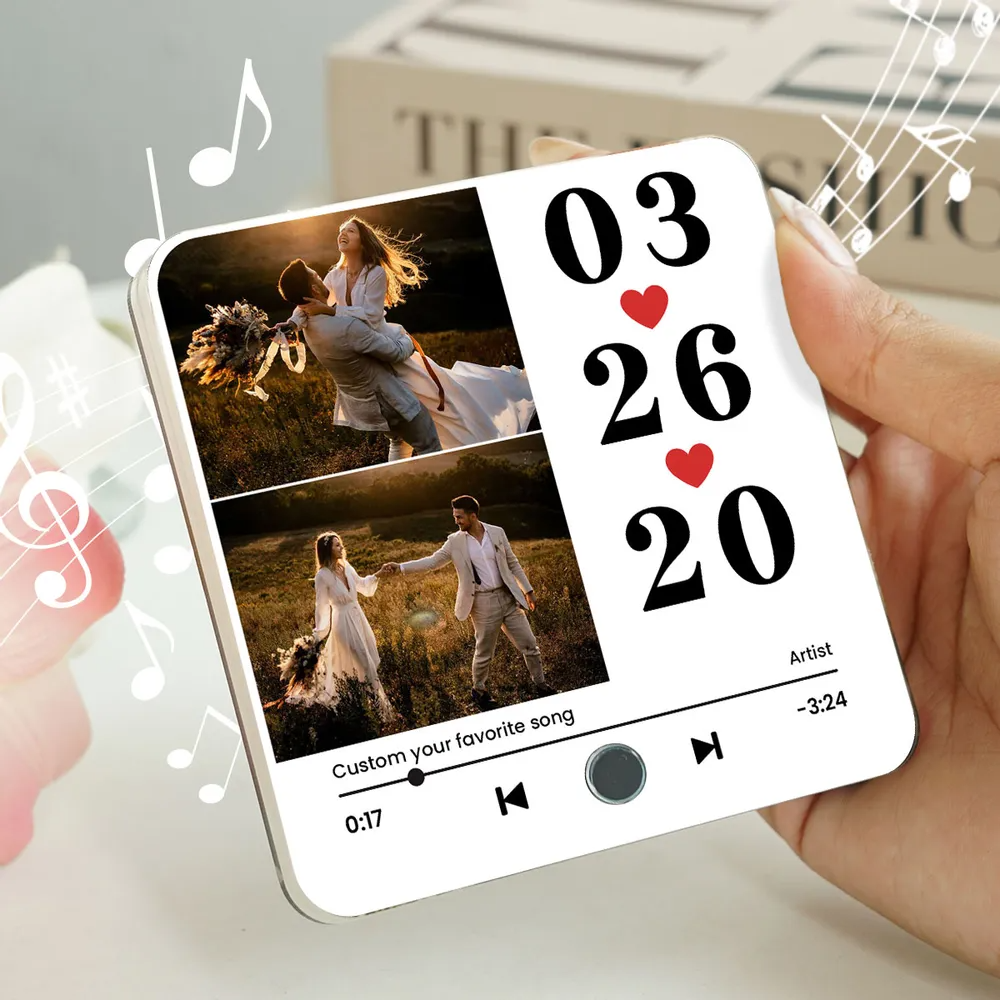 Couple Anniversary, Wedding, Special Date Personalized Music Fridge Magnet
