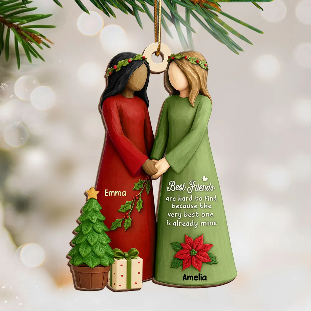 Christmas Best Friends Are Hard To Find 3D Effect Personalized Wooden Ornament