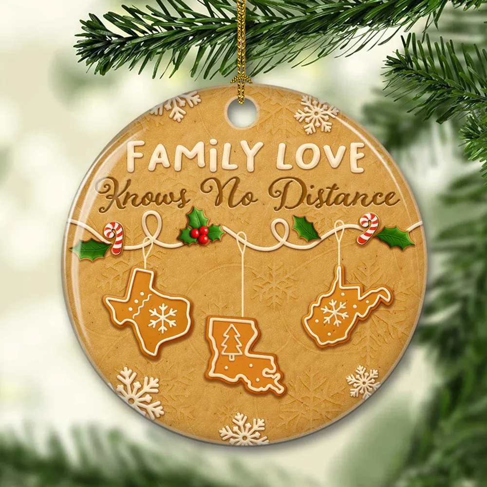 Family Love Know No Distance Cookies Style - Personalized Ceramic Ornament