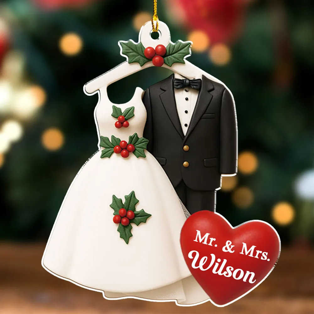 Happily Married - Personalized Custom Acrylic Ornament