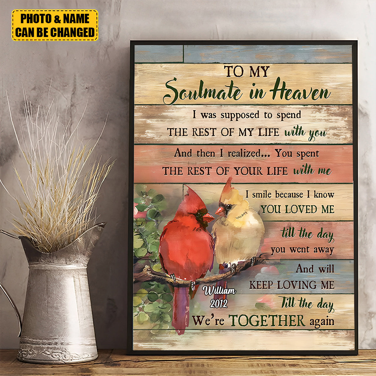 Cardinal To My Soulmate In Heaven Till The Day We're Together Again Personalized Canvas