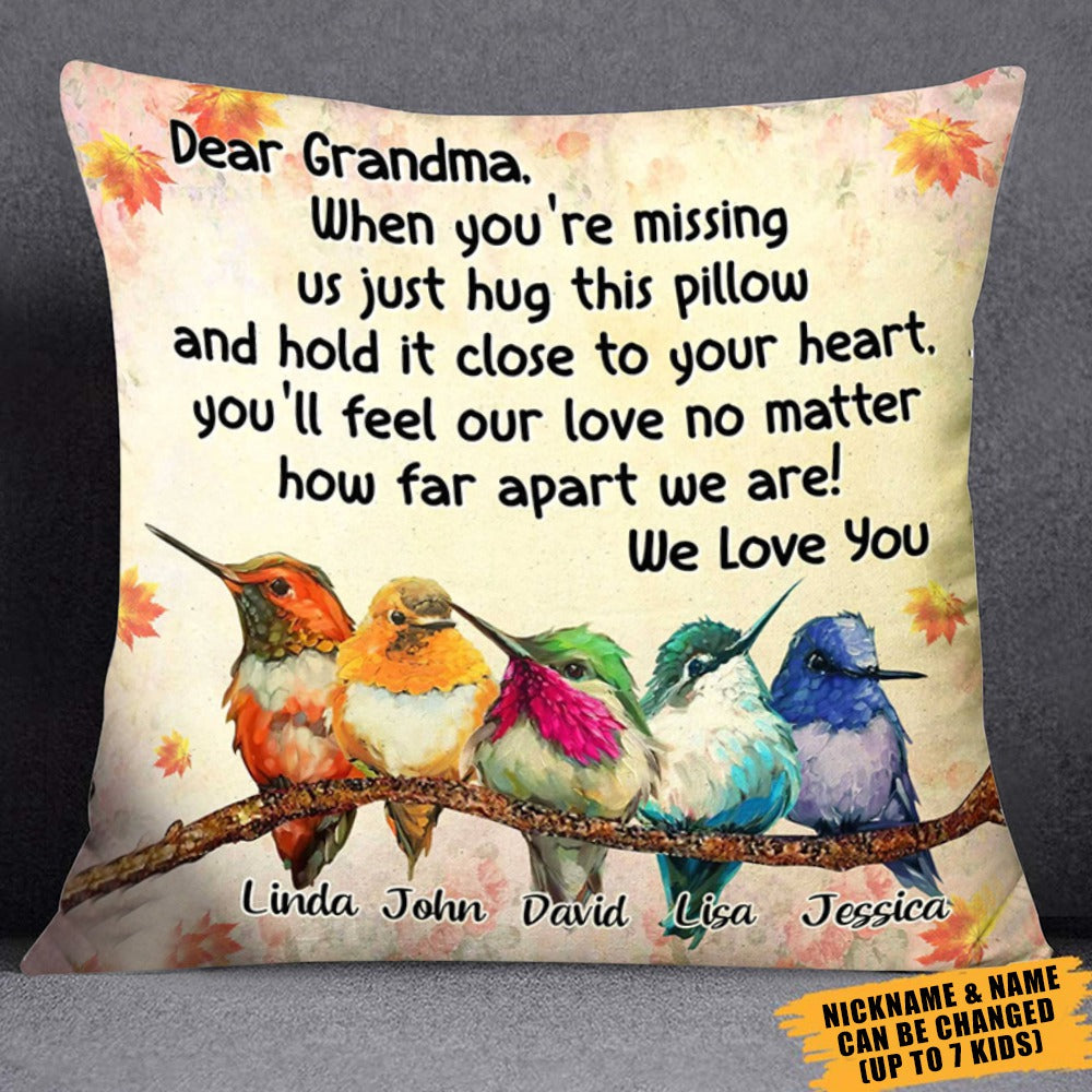 Dear Grandma, when you're missing us just hug this pillow Personalized Canvas Pillowcase